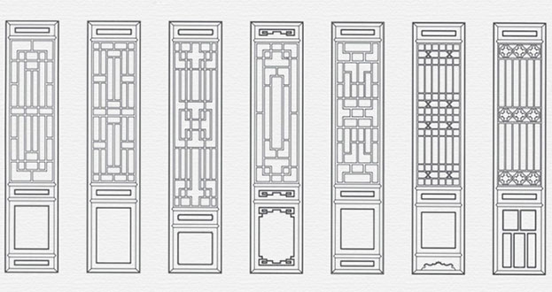 硚口常用中式仿古花窗图案隔断设计图